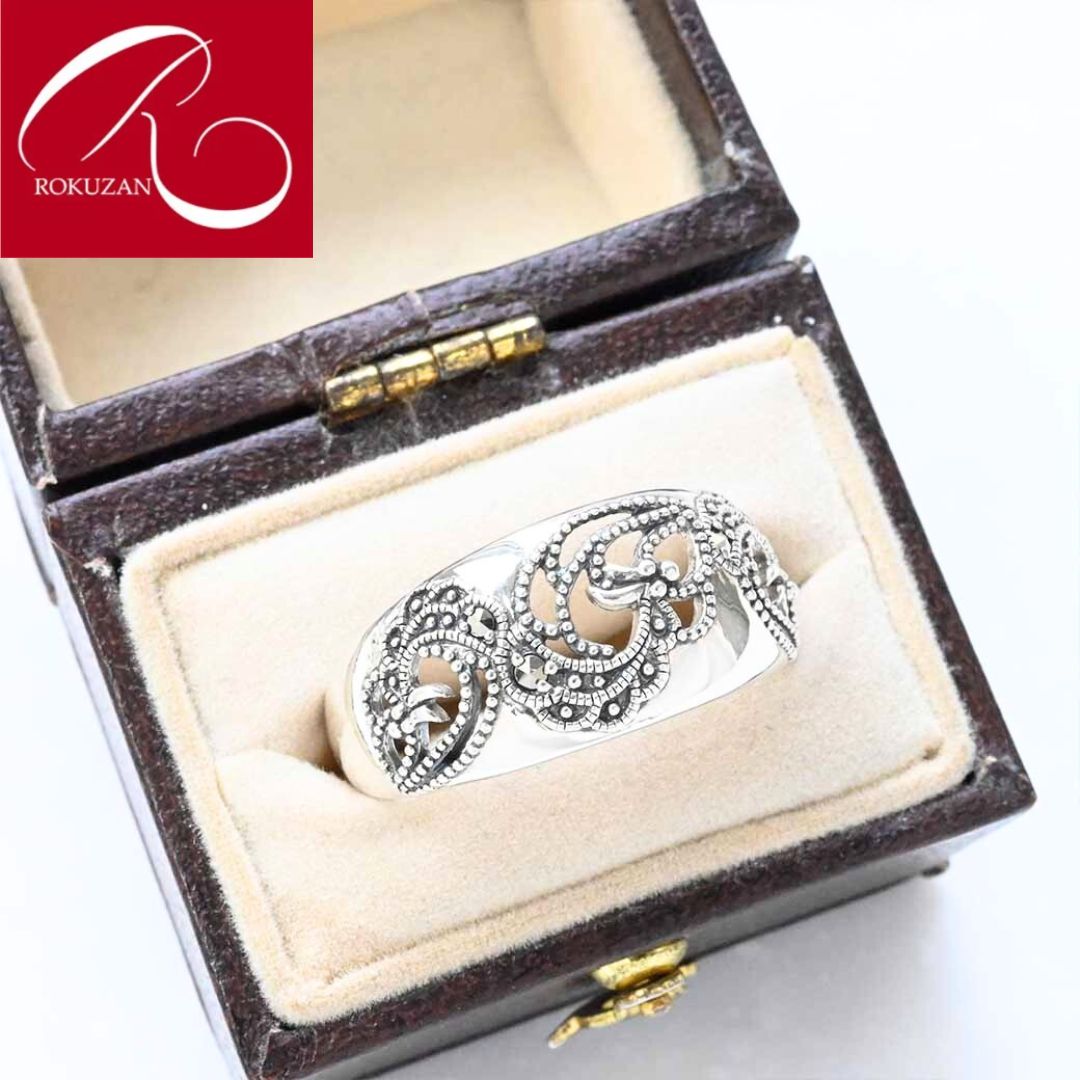在庫完売後16800円【碌山】 シルバー マルカジット ミレイラ リング リバーレース Rokuzan ロクザン SV925 シルバージュエリー アンティークジュエリー アクセサリー アンティーク調 送料無料 レーシー 幅広 指輪_26ka