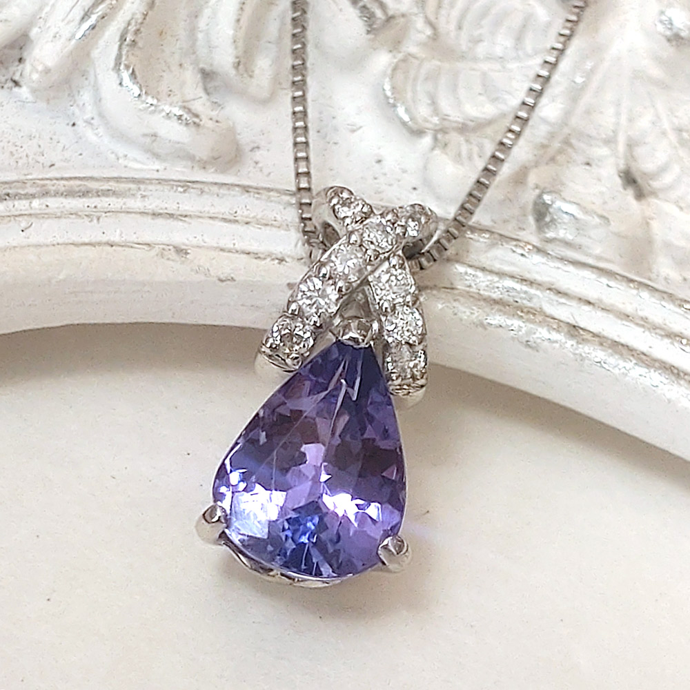 楽天市場】タンザナイト&ダイヤネックレス プラチナ【送料無料