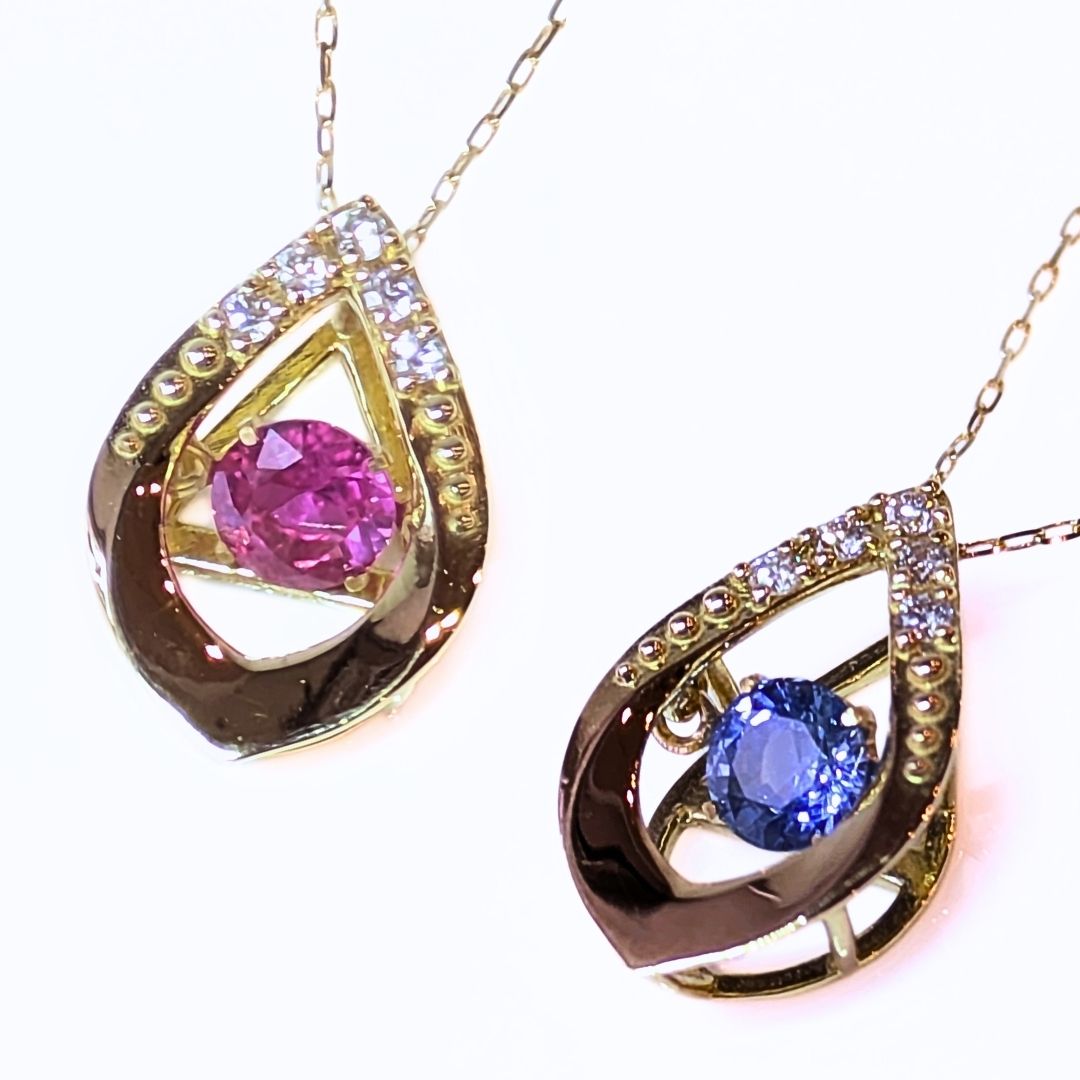 楽天市場】K18WG ルビー＆サファイア かご型ネックレス【送料無料