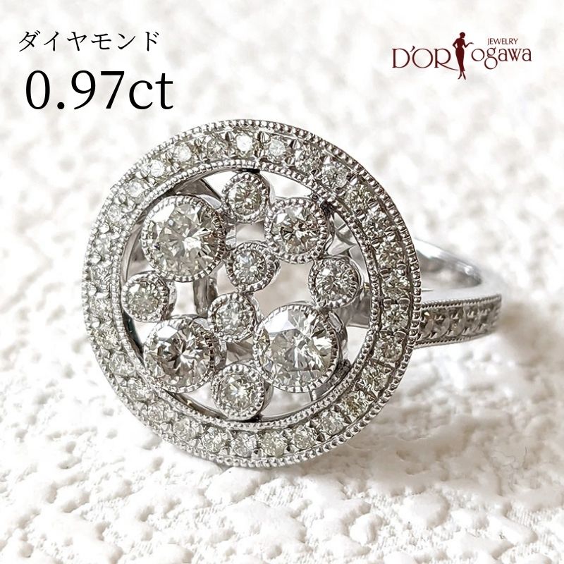 在庫完売後再販不可 k18 ホワイトゴールド ダイヤモンド リング 12号 k18 18K 18金 K18WG ダイアモンド 天然ダイヤ 0.97カラット シンプル 大ぶり 贅沢 ラグジュアリー diamond 指輪 ダイヤモンドジュエリー 【H】