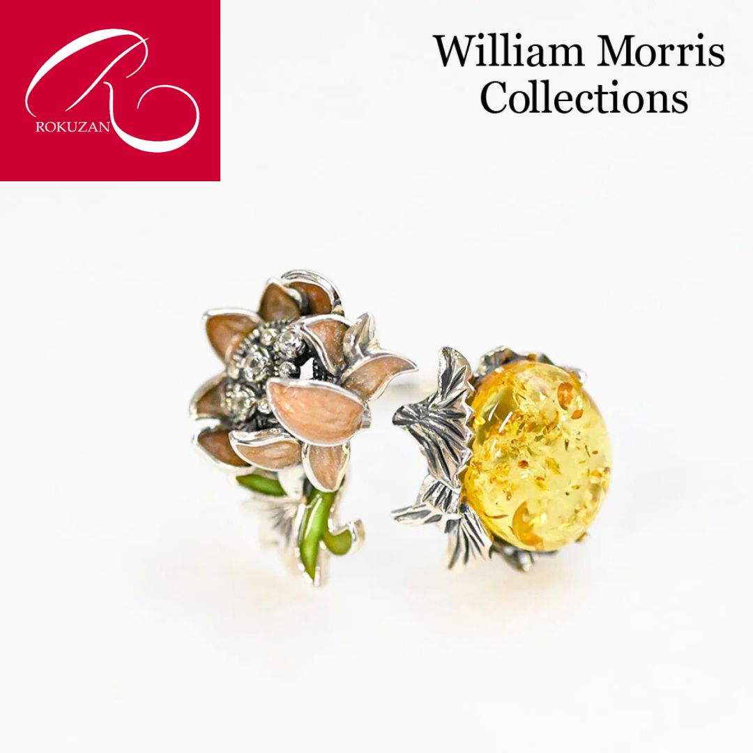 【ウィリアム・モリス】 シルバー クレイ レモン琥珀 リング 碌山 William morris ロクザン Rokuzan アンティークデザイン アンティーク調 誕生石 パワーストーン カラーストーン 琥珀 草花 フラワー モチーフ 23,606円