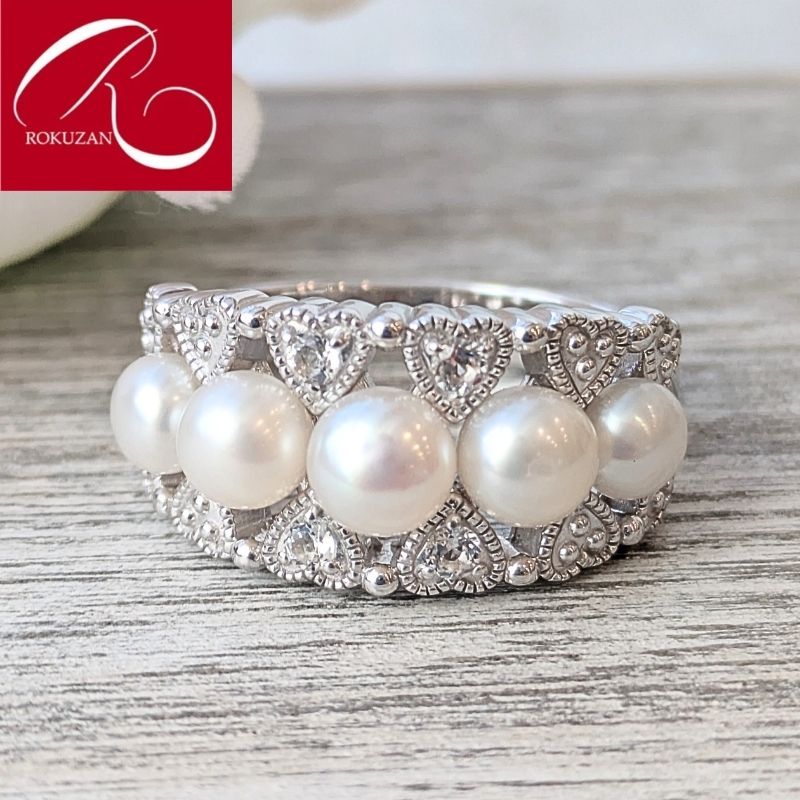 4/17～価格改定 32800円【碌山】シルバー パール ハート デザイン リング 碌山 Rokuzan ロクザン SV925 silver シルバージュエリー アンティークジュエリー アクセサリー アンティーク調 6月 誕生石 天然石 パワーストーン トラベルジュエリー_26ka