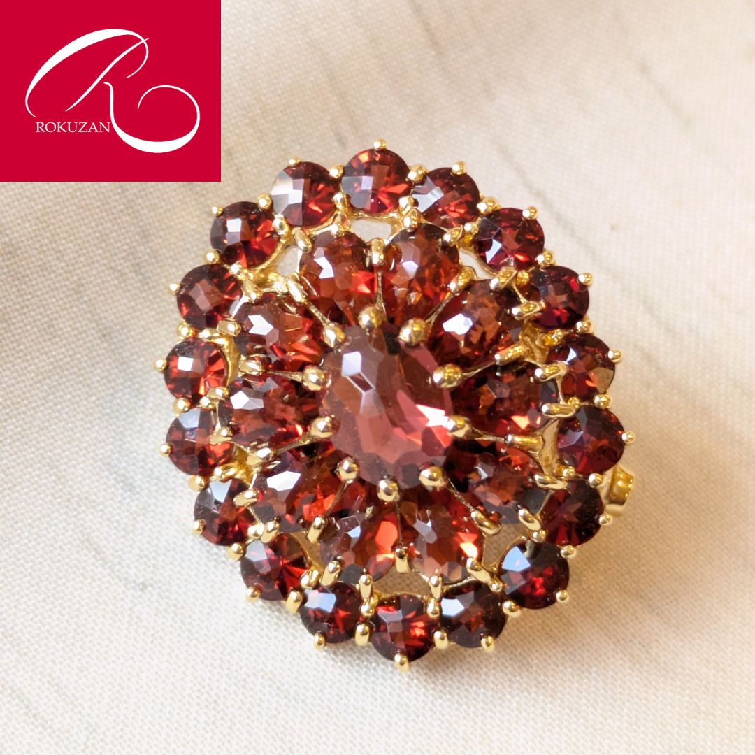 ロクザン SILVER925 ゴールドカラー ガーネット ペンダント ブローチ 楽天市場】【碌山】 シルバー ガーネット ペンダントブローチ