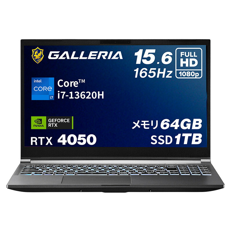 ガレリア ゲーミングノートPC ノートパソコン Core i7-13620H RTX 4050 メモリ 64GB / SSD 1TB Windows 11 Home 15.6インチ 165Hz GALLERIA RL7C-R45-5N 20323-3410|ドスパラ店