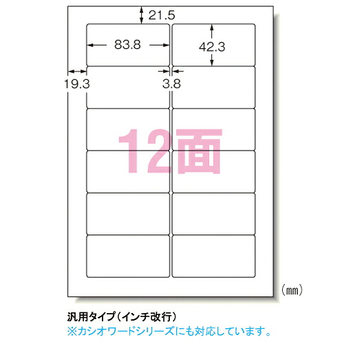 エーワン パソコンプリンタ&ワープロラベルシール〈プリンタ兼用〉 マット紙（A4判） 500枚入 規格:A4判12面｜どっとカエール　支店