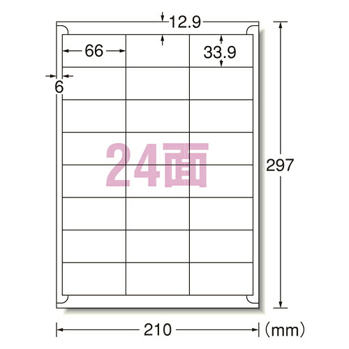 エーワン 下げ札消印〈レーザ印刷者〉 つや消し紙（A4判） 500枚入 標準尺度:A4判24面