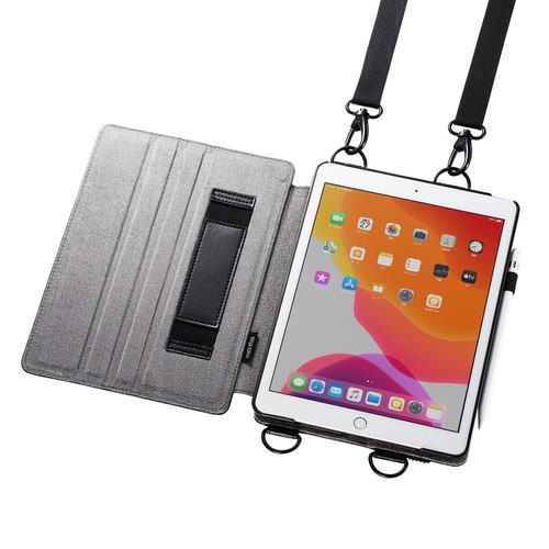 サンワサプライ 直送 10.2インチiPad対応 スタンド機能付きショルダーベルトケース