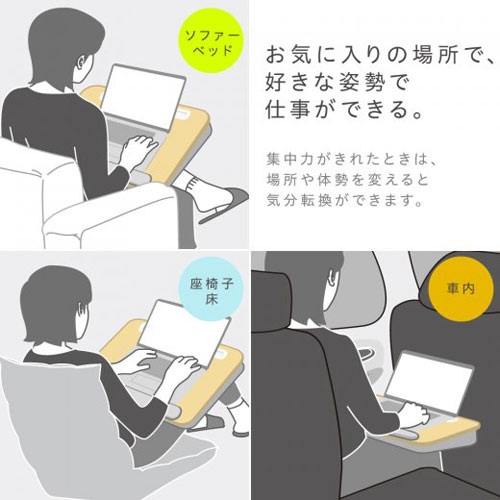 ソニックユートリム広々ひざ上デスク裏面クッション&アームレスト付(グレー)