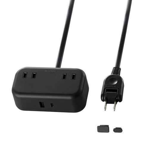 エレコム 直送 電源タップ （コンセント×2 Type-C×1 USB-A×1） PD対応（ブラック）