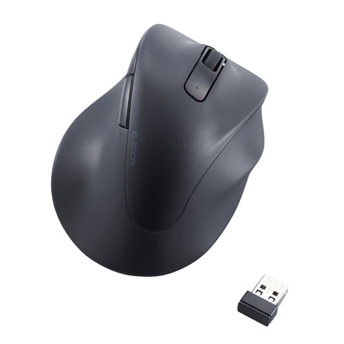 エレコム 直送 ワイヤレスマウス 静音 無線 2.4GHz 5ボタン 右手専用 抗菌 Lサイズ EX-G（ブラック）