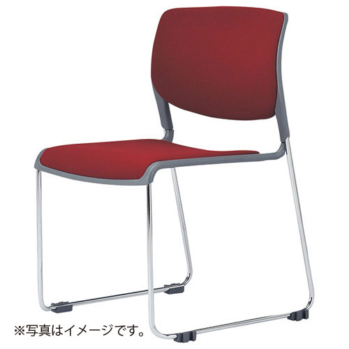 時間指定不可　アイコ　法人限定 ミーティングチェア 布張り 4脚セット　φ13mmクロームメッキ グレーシェル　DBU（ダークブルー）