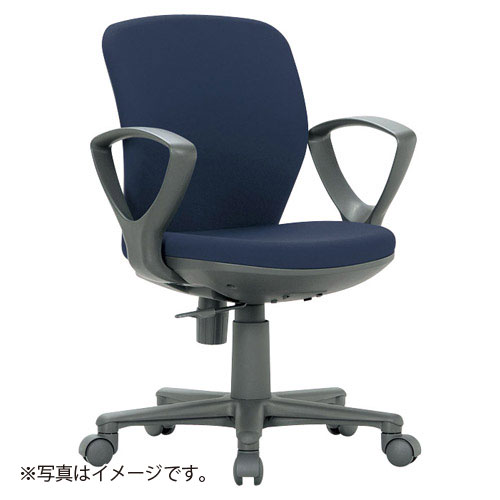 時間指定不可　アイコ　法人限定 事務用チェア（シンプルタイプ）　セミローバックサークル肘タイプ　布張り（ブルー）