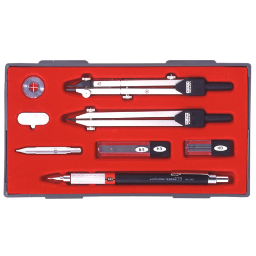 楽天市場】ウチダ KD型製図器 SEセット 17品組 鉛筆製図セット [ 010