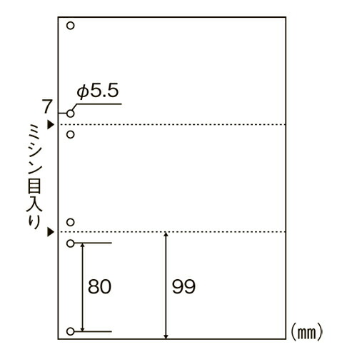アジア原紙　伝票用紙　A4判3分割6穴 白紙タイプ