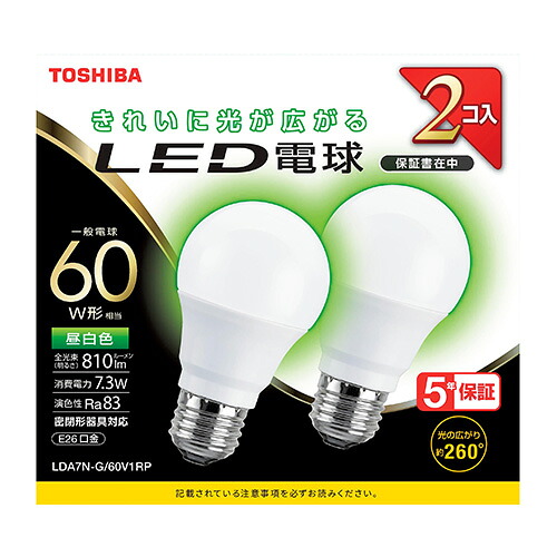 楽天市場 全商品ポイント5倍11日1時59分まで 東芝 東芝led電球 一般電球形 e26 7 3w 810lm 60w形相当 昼白色 全方向タイプ2個入り 全光束810lm 昼白色 どっとカエールコレクト