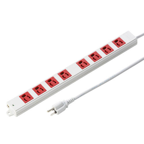 サンワサプライ　直送 工事物件タップ マグネット・通電ランプ付き 抜け止めタイプ 3P 8個口 3m（レッド）