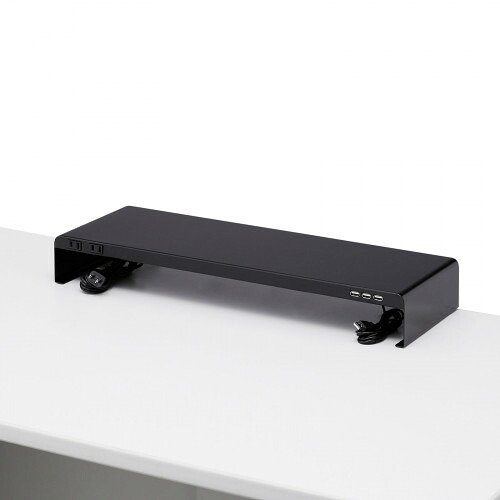 サンワサプライ　直送 電源タップ+USBポート付き机上ラック（W600×D200 ブラック）