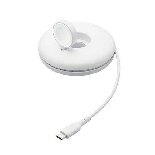 エレコム　直送 Apple Watch 充電器ケーブル USBType-C 1.2m 巻取タイプ 高速充電（ホワイト）