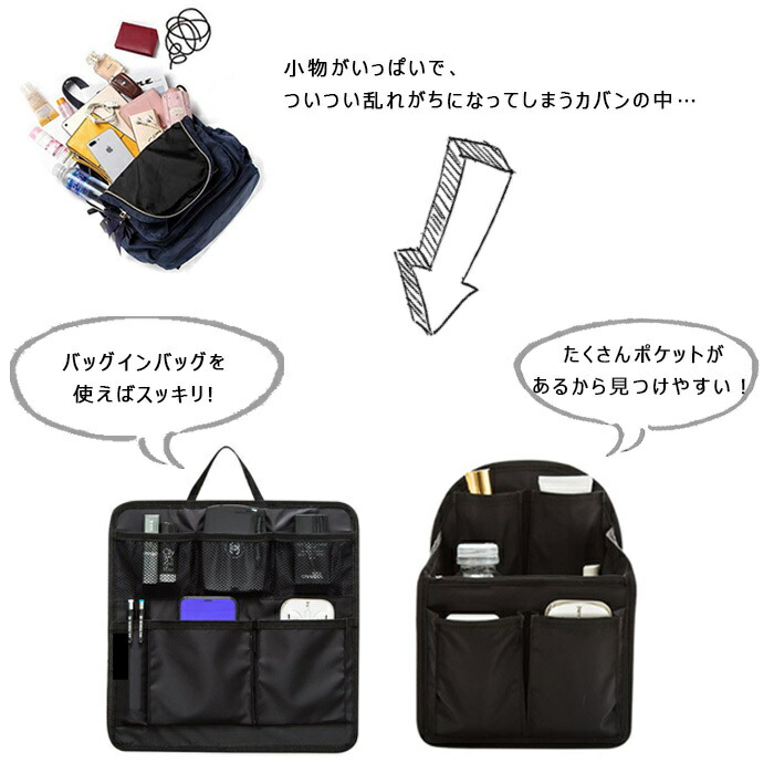 楽天市場 バッグインバッグ Sサイズ リュック リュックインバッグ タテ型 軽量 レディース メンズ Bag In Bag インナーバッグ 軽量 中身 整理 小さめ 軽い 便利グッズ 旅行 出張 ポッキリ 1000円 バッグインバッグ Dot Line