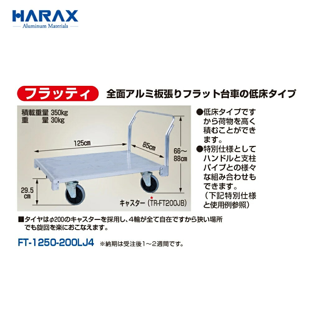 HARAX ハラックス フラッティ 全面軽銀板張り坦々たる手押し車の低床印字機 FT-1250-200LJ4