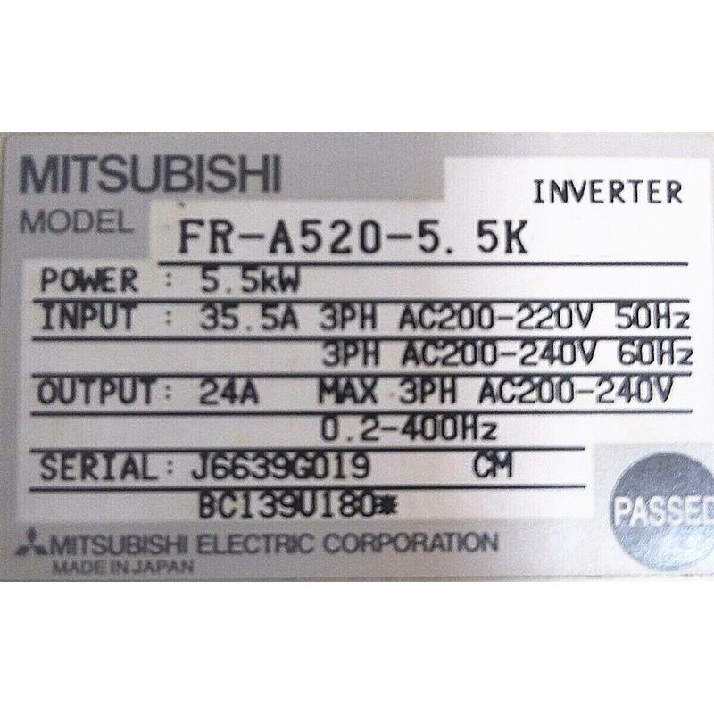【新品 東京発 ★適格請求書発行可★】MITSUBISHI 三菱電機 FR-A520-5.5K 【6ヶ月保証】|産業機器店