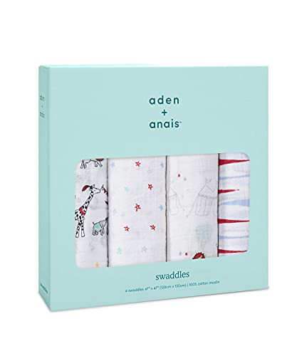 aden + anais (エイデンアンドアネイ) 【日本正規品】出産祝い ベビーギフト モスリンスワドル おくるみ 4枚セット vintage