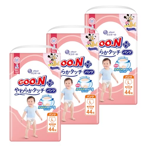 【パンツ Lサイズ】グーンプラス やわらかタッチ おむつ (9~14kg) 132枚(44枚×3) [ケース販売] 【Amazon.co.jp限