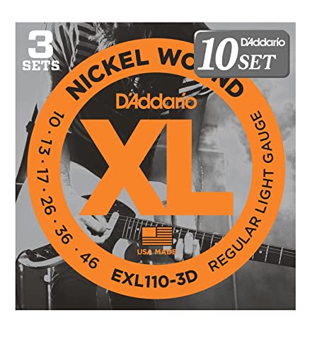 D'Addario ダダリオ エレキギター弦 ニッケル Regular Light .010-.046 EXL110-3D 3set入りパック