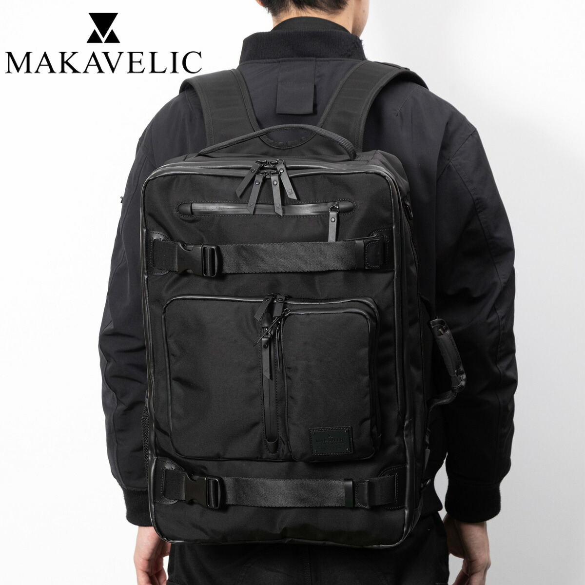 マキャベリック リュック MAKAVELIC BUSINESS/TRAVEL BIND UP 3WAY TRAVEL BAG L バックパック リュック メンズ レディース ラウンドジップ 3WAY キャリーオンスリーブ付 大容量 2泊3日程度 3124-10106 【正規販売店】