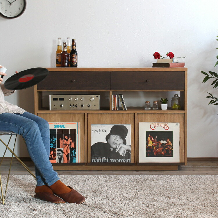 楽天市場 ディスプレイラック 完成品 レコードラック 扉付き 収納 サイドボード 北欧 レコード 棚 ラック 本棚 リビングボード 天然木 ディスプレイ 収納棚 リビング収納 ターンテーブル 台 Dj おしゃれ テレワーク サムライ家具