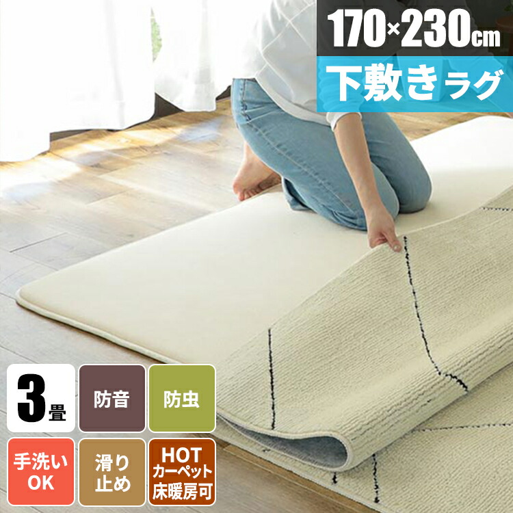 【レビュー特典付き】ラグ ラグマット 下敷き 厚手 絨毯 防音 3畳 春用 アンダーラグ カーペット 洗える おしゃれ ウレタン 滑り止め マット 春用ラグ じゅうたん 長方形 極厚 すべり止め 三畳ラグ クッションマット 床暖 三畳 北欧 防ダニ