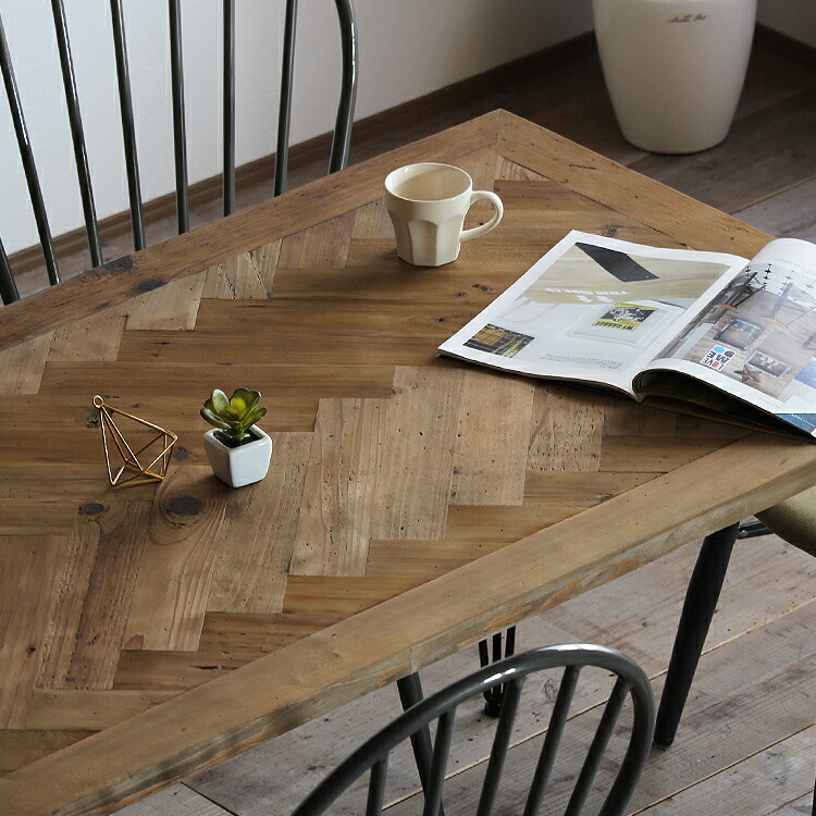 レビュー特典付き】ダイニングテーブル 単品 古材 ヘリンボーン 4人