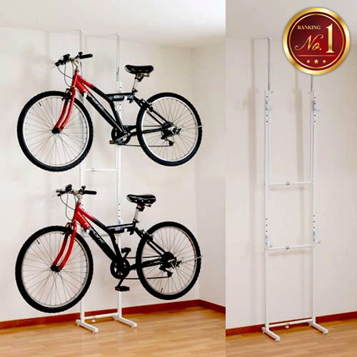 楽天市場】突っ張り 自転車 スタンド ラック 幅62.5 奥行43.5 高さ202
