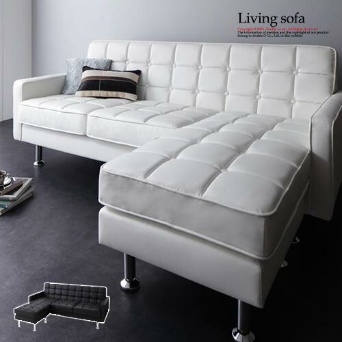 楽天市場 カウチソファー 3人掛け おしゃれ 白 ソファー カウチソファ L字 ソファ コーナーソファ リビングソファ L字型 北欧 黒 アンティーク ソファ 三人掛け オットマン付き 合皮 サムライ家具