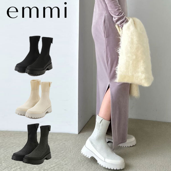 ｴﾝﾄﾘｰでﾎﾟｲﾝﾄ上乗ｾ 【ｽﾌﾟﾘﾝｸﾞｾｰﾙ10%OFF】【即納】エミ emmi シューズ ecoニットブーツ 靴 ブーツ ニット 13wgs261501
