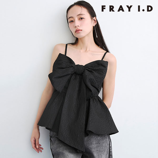 ｴﾝﾄﾘｰでﾎﾟｲﾝﾄ上乗ｾ 【新作10%OFF】【即納】 フレイアイディー FRAY I.D トップス 26春夏 リボンペプラムキャミトップス ミドル丈 キャミ リボン fwfb261106