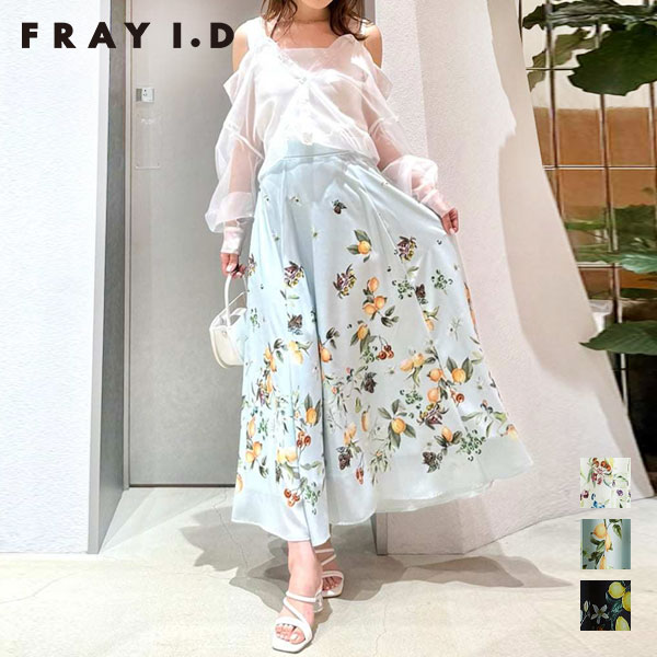 【SALE50%OFF】【即納】 フレイアイディー FRAY I.D ボトムス 26春夏 フルーツプリントフレアスカート／ウォッシャブル マキシ丈 プリント柄 fwfs262058 ☆☆｜ダブルハート（DOUBLE HEART）