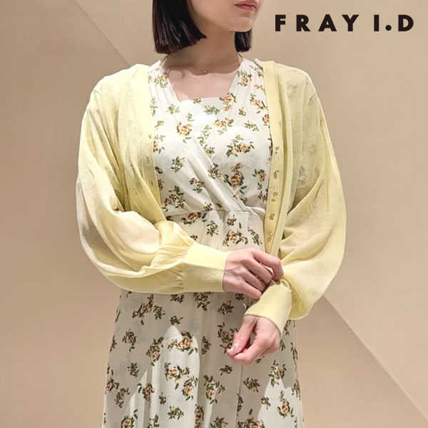 【即納】 フレイアイディー FRAY I.D トップス 26春夏 シアーVネッククロップドカーディガン 長袖 ミドル丈 fwnt261145