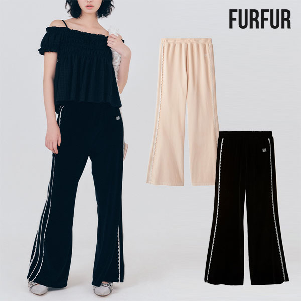 【楽天市場】【新作10%OFF】【即納】 ファーファー FURFUR ボトムス 25秋冬 サイドレースベロアトラックパンツ フルレングス ...