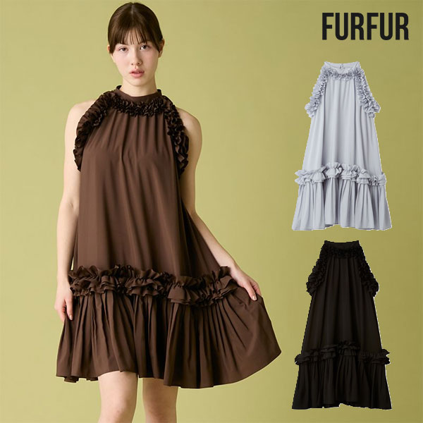【SALE20%OFF】【即納】 ファーファー FURFUR ワンピース 26春夏 フリルホルターミニドレス ミニ丈 ノースリーブ Aライン rwfo261097｜ダブルハート（DOUBLE HEART）