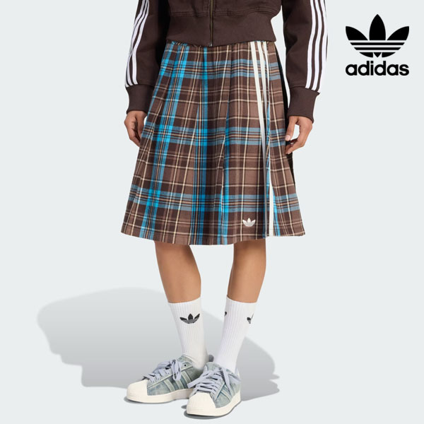 ｴﾝﾄﾘｰでﾎﾟｲﾝﾄ上乗ｾ 【即納】アディダスオリジナルス adidas originals アディダス オリジナルス プリーツ チェック スカート ひざ丈 運動 スポーツ トレフォイルロゴ スリーストライプス kw4529