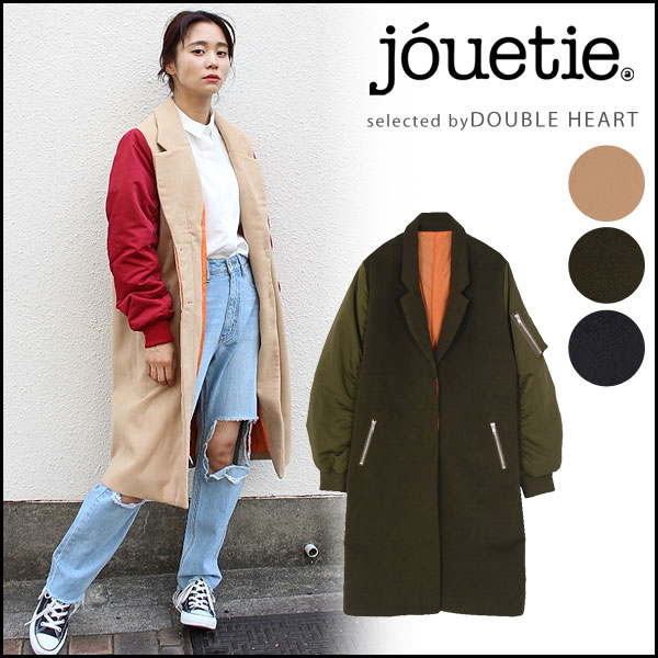 今だけ ポイント10倍 ジュエティ Jouetie 11月中旬予約 Ma 1スリーブチェスター レディース アウター コート チェスター チェスターコート Ma 1 ドッキング