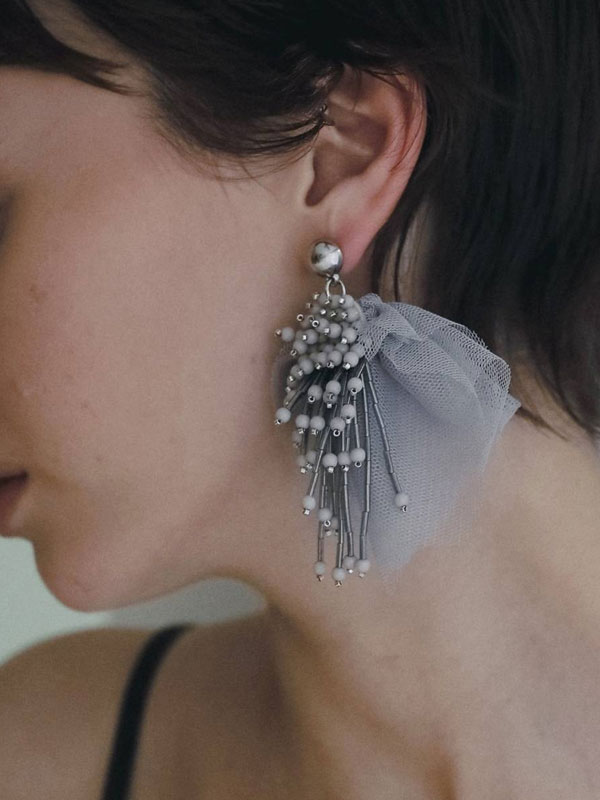 ｴﾝﾄﾘｰでﾎﾟｲﾝﾄ上乗ｾ アンヌーク anuke 2026Prefall アクセサリー Tulle x Beads Pierce 6月上旬～下旬予約 チュール×ビーズピアス 小物 ピアス 26秋冬 62610910