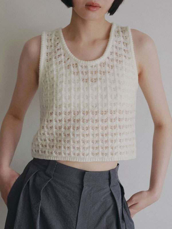 ｴﾝﾄﾘｰでﾎﾟｲﾝﾄ上乗ｾ アンヌーク anuke 2026Prefall トップス Pattern Knit Tanktop 8月上旬～下旬予約 パターンニットタンクトップ ノースリーブ メッシュ セットアップ 26秋冬 62620802 62620511