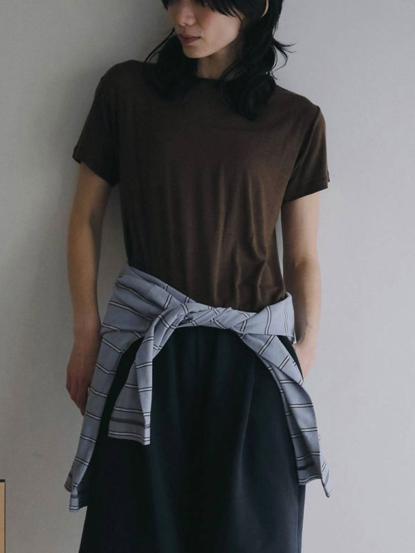 【即納】 アンヌーク anuke 2026Prefall トップス Wool Compact T-shirts ウールコンパクトTシャツ 半袖 ミドル丈 26秋冬 62620612｜ダブルハート（DOUBLE HEART）