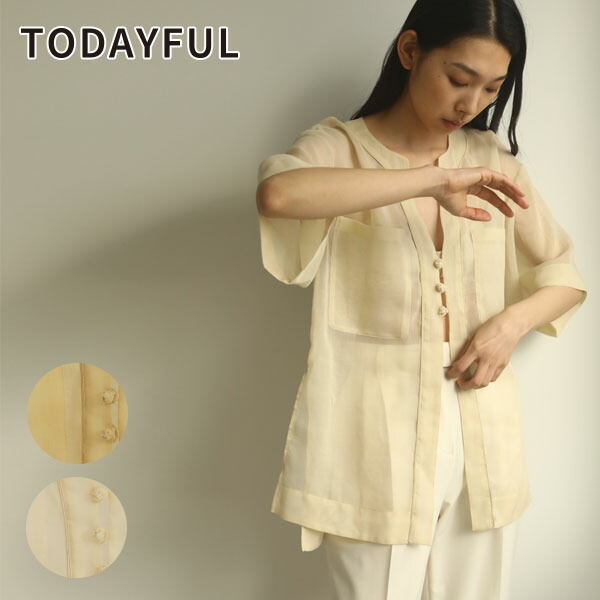 楽天市場 Todayful トゥデイフル 初秋 Organdy China Shirts オーガンジーチャイナシャツ レディース トップス シャツ 半袖 チャイナシャツ オーガンジー ゆったり ナチュラル カジュアル 吉田怜香 クーポン利用不可 夏アイテム ダブルハート Double