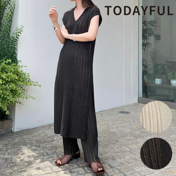 楽天市場 Todayful トゥデイフル 21夏コレ受注会 5月 6月中旬予約 Randomrib Knit Dress ランダムリブニットドレス レディース ワンピース ロング丈 ノースリーブ ニットワンピース 重ね着 セットアップ レイヤード 吉田玲香 クーポン利用不可