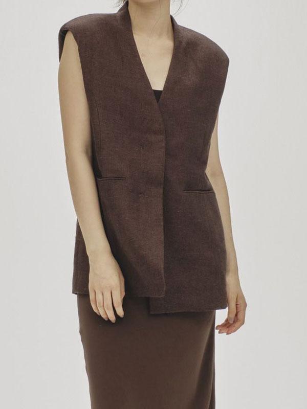 【SALE60%OFF】【即納】 トゥデイフル TODAYFUL アウター Linen Over Vest リネンオーバーベスト ノースリーブ ミドル丈 ベスト 12510710 12510103 12510107|ダブルハート(DOUBLE HEART)