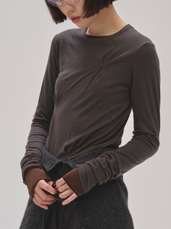 【SALE20%OFF】【即納】トゥデイフル TODAYFUL トップス Tuck Layered Long T-shirts タックレイヤードロングTシャツ ミドル丈 長袖 12520615 25秋冬|ダブルハート(DOUBLE HEART)