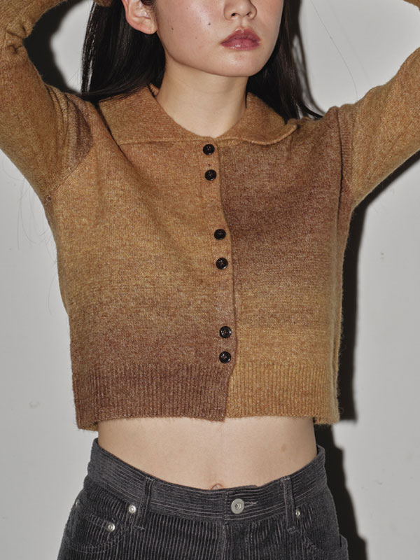 【SALE50%OFF】【即納】トゥデイフル TODAYFUL 2024prefall トップス Gradation Knit Shirts グラデーションニットシャツ ショート丈 長袖 2024aw 12420505 25秋冬｜ダブルハート（DOUBLE HEART）